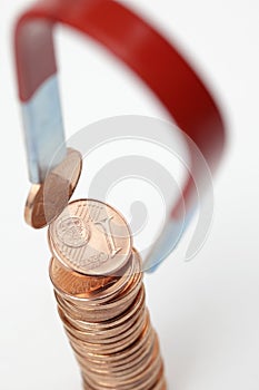 Euro coins with magnet