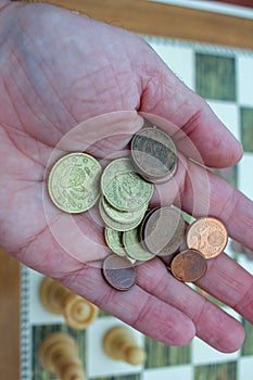 euro coins in my left hand