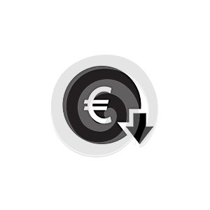 Euro Cost Reduction Icon Vector Isolated on White Background