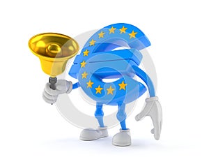 Euro currency character ringing a handbell