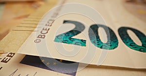 Euro Currency: Close-Up of Paper Money, Banking, Exchange, and Transfers