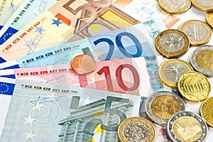 Euro currency. coins and banknotes. cash money