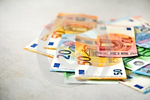 Euro currency money banknotes background. Payment and cash concept. Announced cancellation of five hundred euro