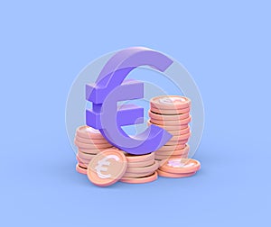 Euro currency sign icon and golden coins