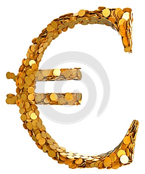 Euro currency. Symbol assembled with coins