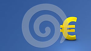 Euro currency symbol. Economic and financial symbols. with text space. Golden profit and wealth symbol. 3D rendering. cool blue