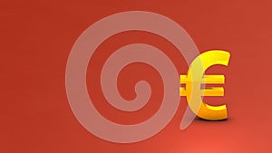 Euro currency symbol. Economic and financial symbols. with text space. Golden profit and wealth symbol. 3D rendering. hot red