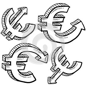 Euro currency value sketch