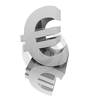 Euro currency white gray with metallic reflecting