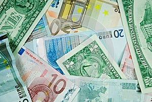Euro and dollar background.