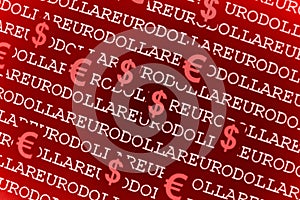 Euro-dollar background in red