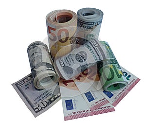 Euro dollar bank notes money png isolated photo