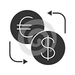 Euro and dollar currency exchange glyph icon