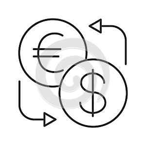 Euro and dollar currency exchange linear icon