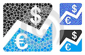 Euro and Dollar finance Mosaic Icon of Spheric Items