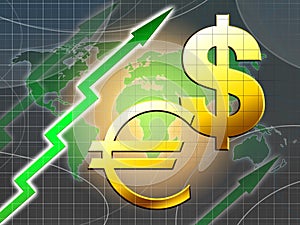 Euro and dollar increasing value