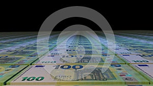 Euro dollar money currency printing seamless loop animation background