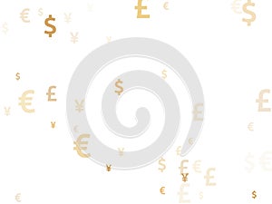 Euro dollar pound yen gold signs flying currency vector background. Trading concept. Currency