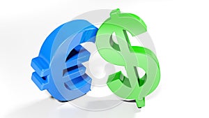 Euro and Dollar symbols - 3D rendering