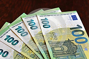 EURO - EUR. Money from european union. Banknotes in Close up.