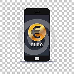 Euro exchange application for mobile pone pasted on photo paper