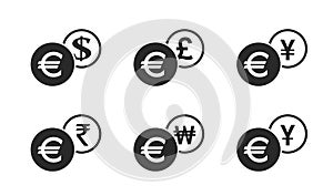 Euro exchange icon set. banking transfer sign. finance infographic design element