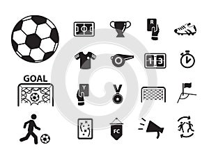 Euro football with icon and symbol collection