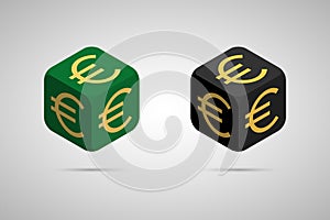 Euro. Green and Black Euro Cube