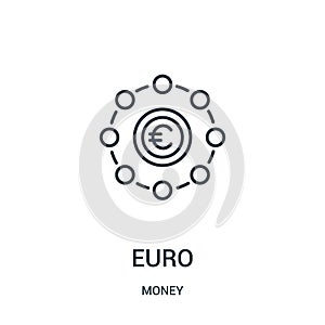 euro icon vector from money collection. Thin line euro outline icon vector illustration