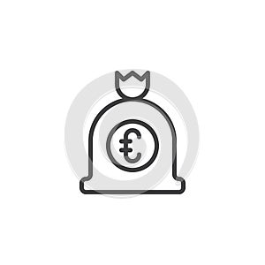 Euro money bag outline icon