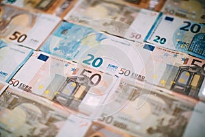 Euro money banknotes as background and texture.