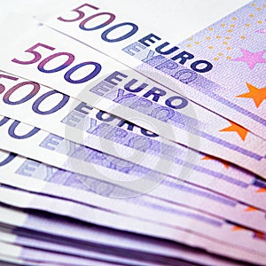 500 euro money banknotes like a fan