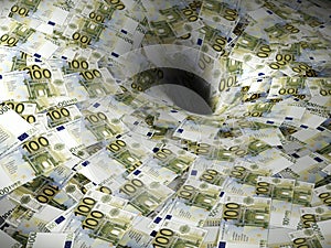 Euro money flow in black hole