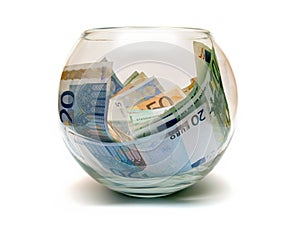 Euro money in glass sphere