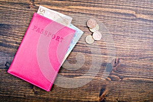 Euro money and passport. Travel concept