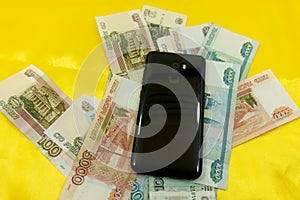 Euro money and phone coin european exchange mcommerce photo