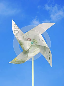 Euro money toy windmill