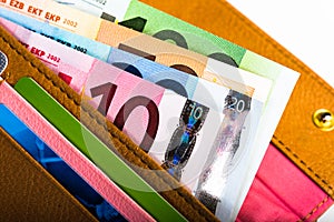 Euro money in wallet