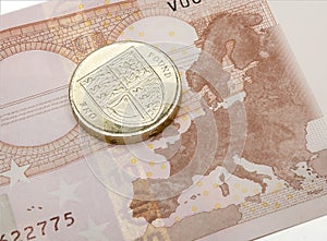 Euro Note & Pound Coin Brexit concept.