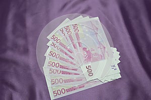 500 Euro notes background texture