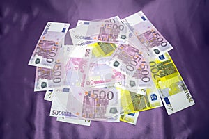 200, 500 Euro notes background texture - mingled pile