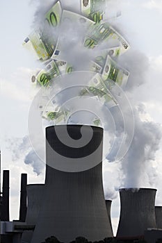 Euro notes coming out of smoke stack