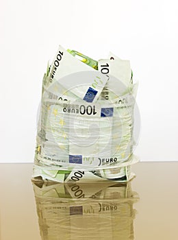 Euro in a opened cellophane package