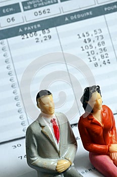 Euro Payroll and woman and man figurine