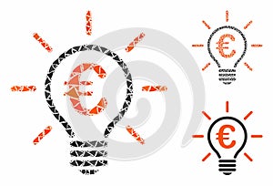 Euro power bulb Mosaic Icon of Abrupt Elements