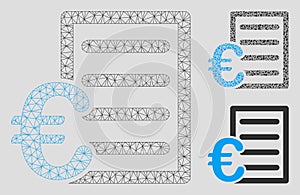 Euro Pricelist Vector Mesh Carcass Model and Triangle Mosaic Icon