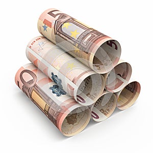 50 euro rolling banknotes