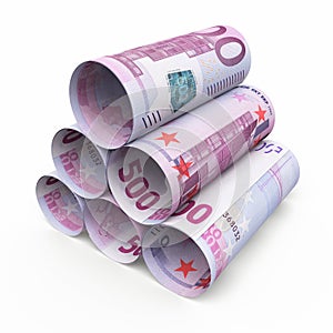 500 euro rolling banknotes