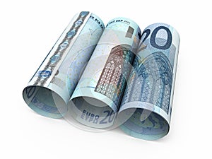 20 Euro rolling banknotes