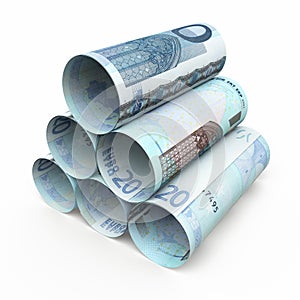 20 Euro rolling banknotes